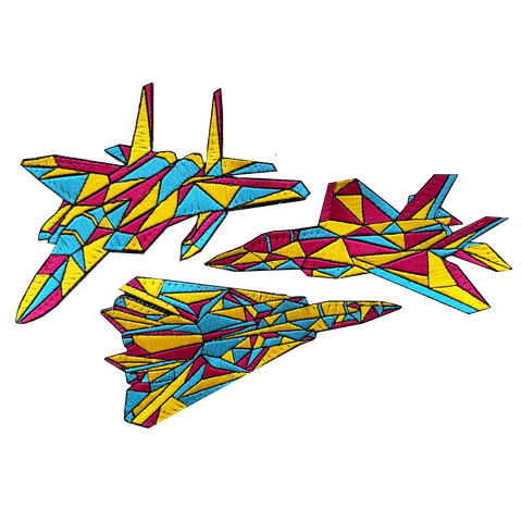 Geometric Aircraft Patch Set V3- 90's Retro Colors