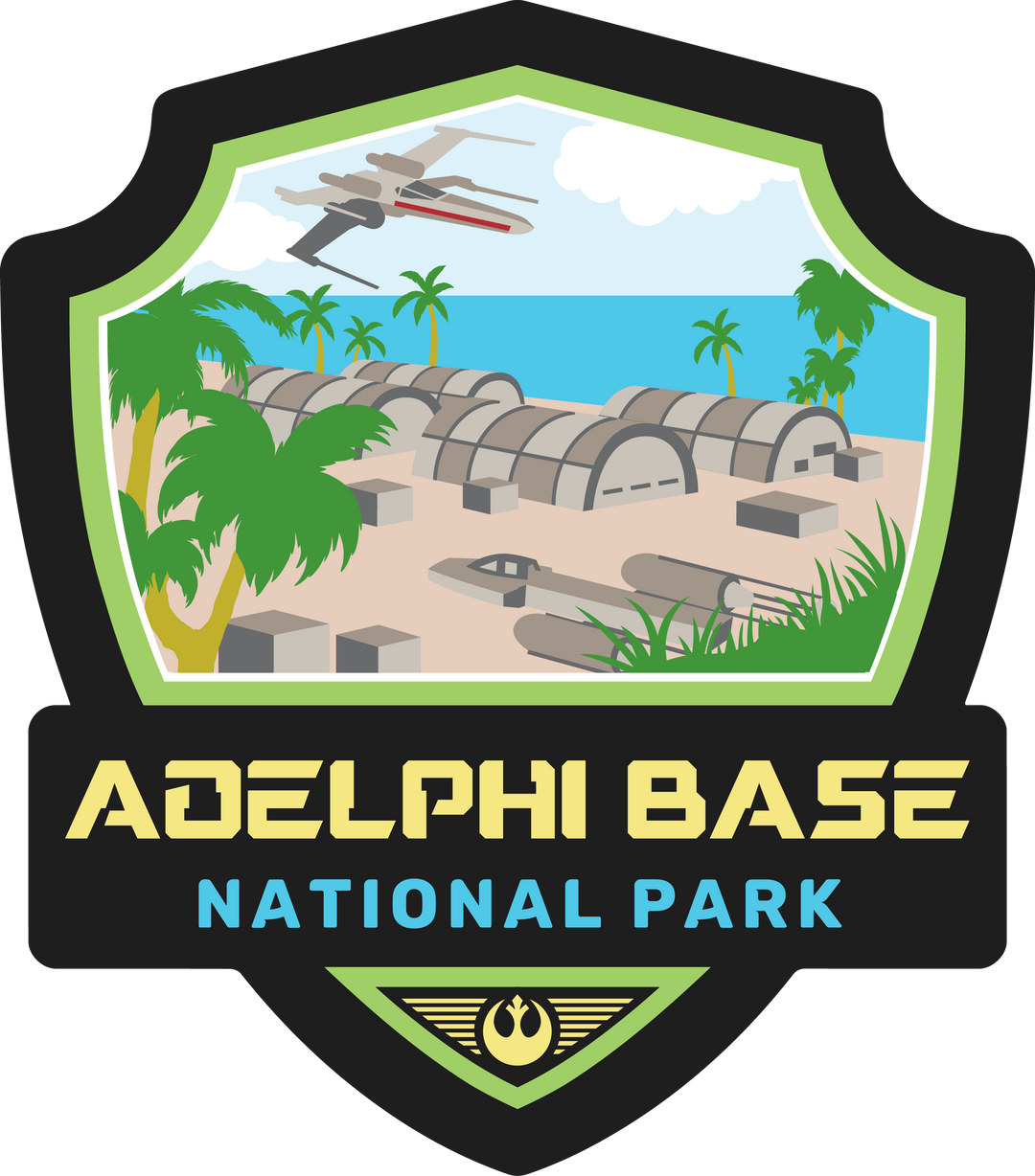 Adelphi Base National Park Sticker – Red Flag Workshop