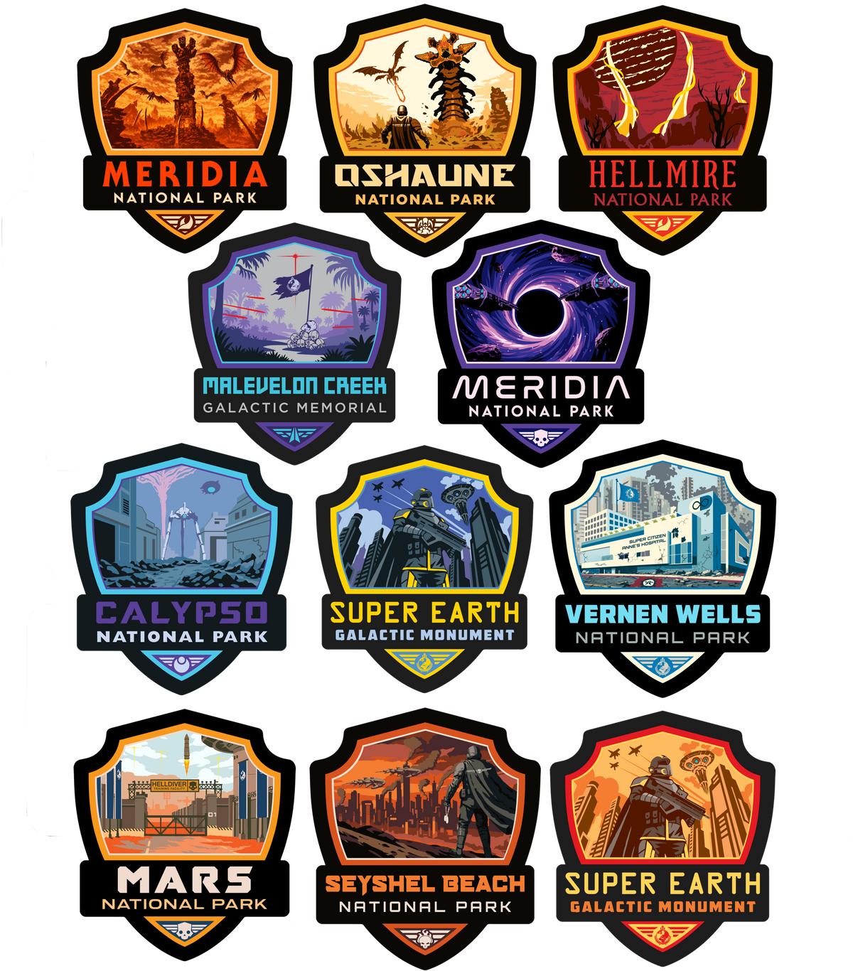 Helldiver National Park Sticker Set