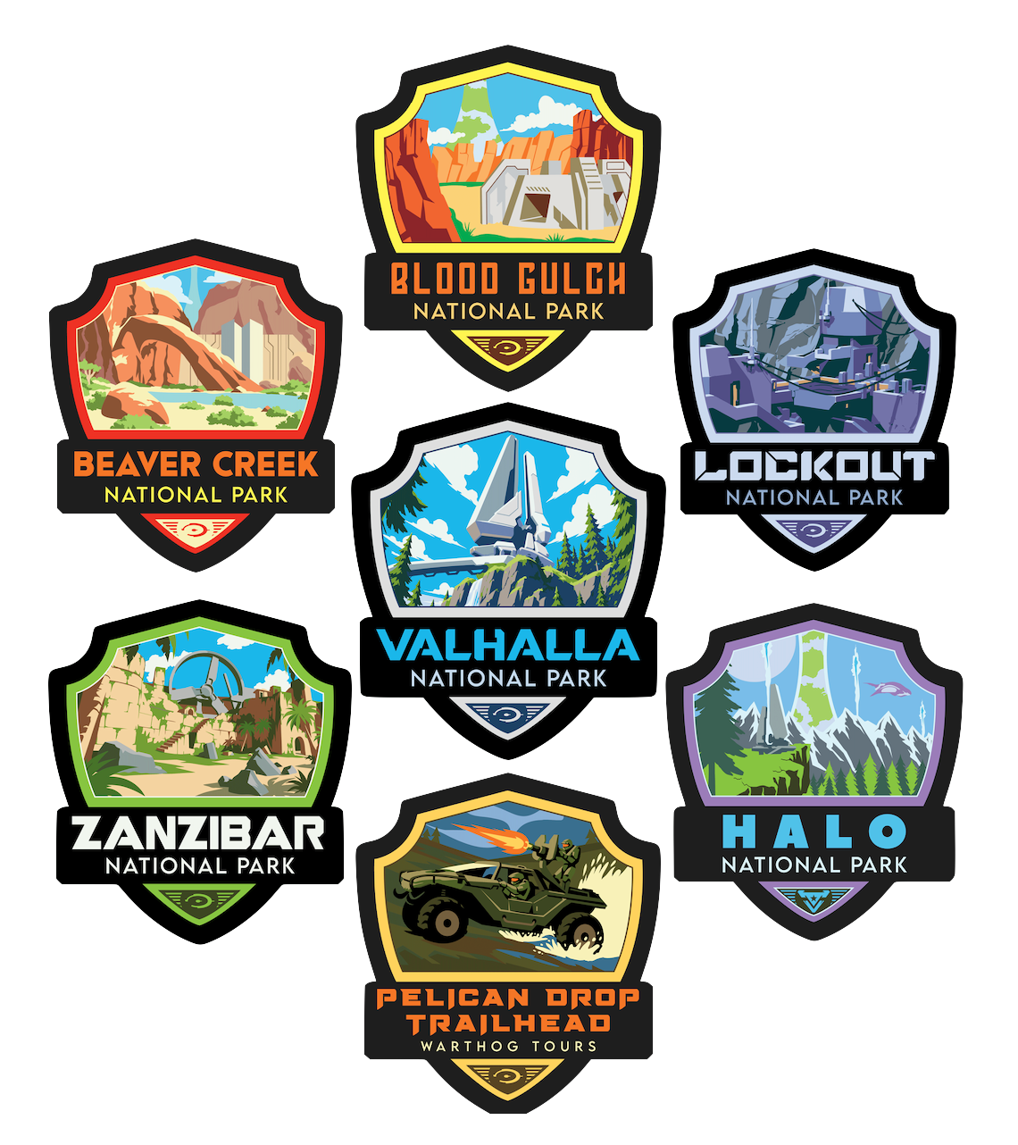 7-Pack Halo National Park Sticker Set